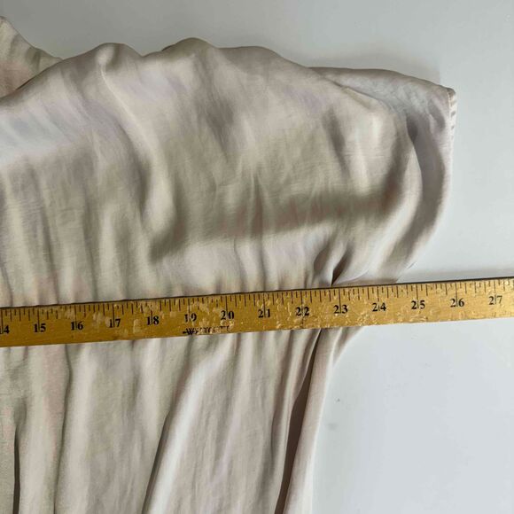 Vince Cream Short Sleeve Draped Blouse Small Preppy Transitional Basic Neutral - Picture 14 of 14